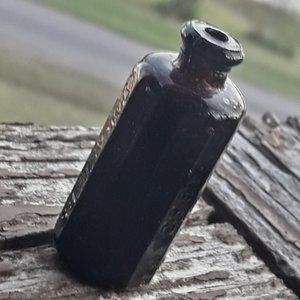 Vintage Glass Bottle Art Glass Dollhouse Mini Miniature Bitters Brown Root Beer